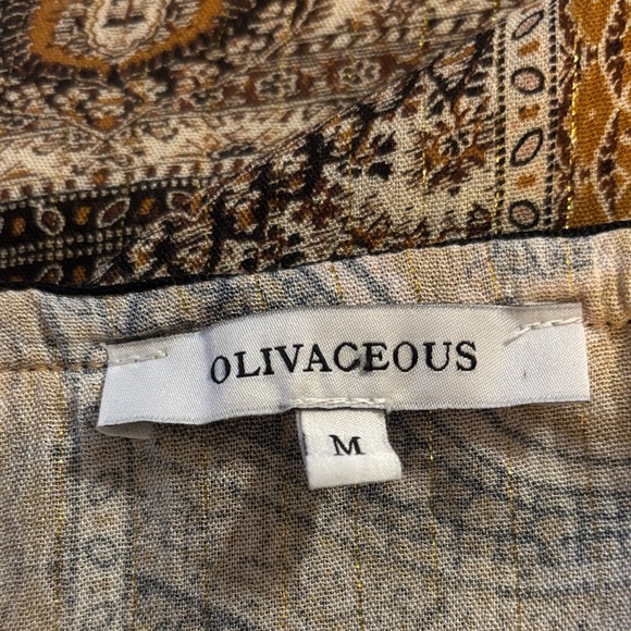 Olivaceous Bohemian Paisley V-Neck Blouse - Brown and Tan - Picture 6 of 7